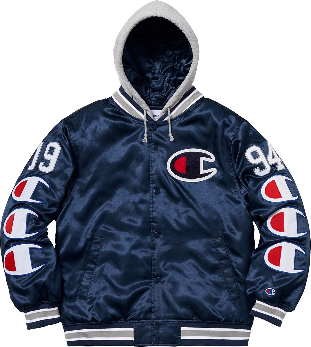 Supreme®/Champion® Hooded Satin Varsity Jacket view 19